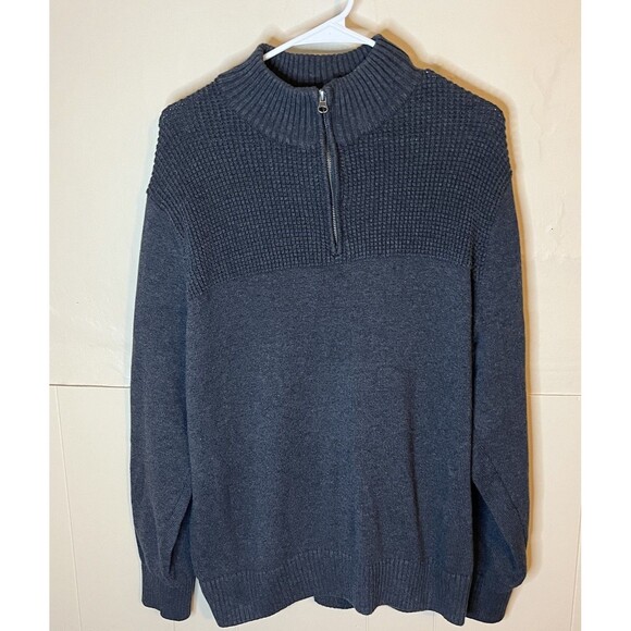 Dockers Mens XL Gray Long Sleeve 1/4 Zip Up Pullover Sweater 100% Cotton Used - Picture 1 of 5